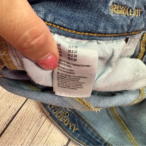 american eagle extreme flex mens jeans light wash sz 28x28" original boot - Picture 7 of 10